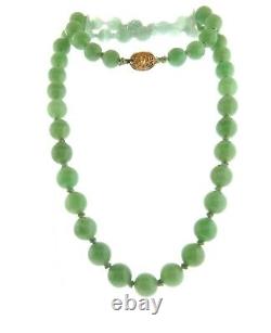 Vintage Jade Bead Necklace 10mm 25 in