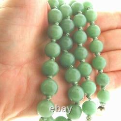 Vintage Jade Bead Necklace 10mm 25 in