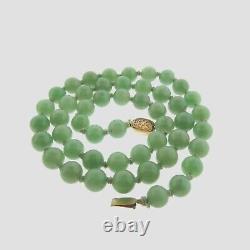 Vintage Jade Bead Necklace 10mm 25 in