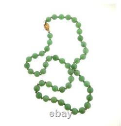 Vintage Jade Bead Necklace 10mm 25 in