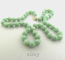 Vintage Jade Bead Necklace 10mm 25 in