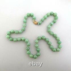 Vintage Jade Bead Necklace 10mm 25 in