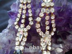 Vintage Jewellery Czech Earrings Blue White Crystal Gold Antique Wedding Jewelry