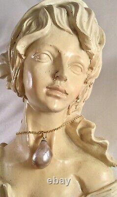 Vintage Jewellery Lilac Pearl Gold Necklace Antique Deco Bridal Dress Jewelry