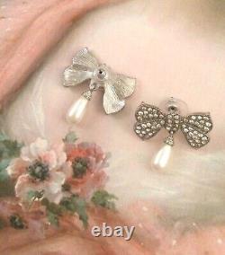 Vintage Jewellery Pearl Earrings Silver Ear Rings White Pearls Bridal Jewelry