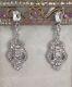 Vintage Jewellery White Crystal Silver Earrings Antique Deco Jewelry Ear Rings