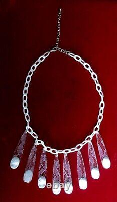 Vintage Lucite Necklace/Wedding/Summer Jewelry/Boho/Shabby Chic