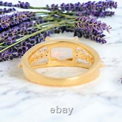 Vintage Opal Promise Ring Diamond Bridal Wedding Jewelry Birthday Gift For Wife