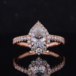 Vintage Pear & Round Moissanite 10K Wedding Gift Ring Antique Jewelry for Love