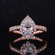 Vintage Pear & Round Moissanite 10k Wedding Gift Ring Antique Jewelry For Love