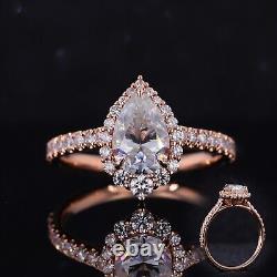 Vintage Pear & Round Moissanite 10K Wedding Gift Ring Antique Jewelry for Love