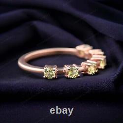 Vintage Peridot Wedding Band August Birthstone Jewelry Personalized Gift Ring