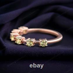 Vintage Peridot Wedding Band August Birthstone Jewelry Personalized Gift Ring