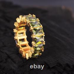 Vintage Peridot Wedding Band Yellow Gold Plated Stackable Women Jewelry