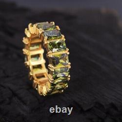 Vintage Peridot Wedding Band Yellow Gold Plated Stackable Women Jewelry