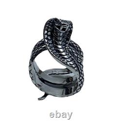 Vintage Punk Style Cobra Snake 925 Silver Ring Hip Hop Jewelry For Men Gifts