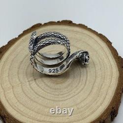Vintage Punk Style Cobra Snake 925 Silver Ring Hip Hop Jewelry For Men Gifts