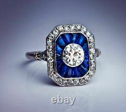 Vintage Retro Wedding Halo Ring For Gift In 925 Silver 1.04CT Round Cut CZ Stone