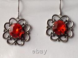 Vintage Russian Soviet Earrings Sterling Silver 875, Women's Jewelry 5.36gr