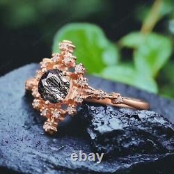 Vintage Rutile Quartz Wedding Ring Art Deco Diamond Halo Jewelry Gift for Love