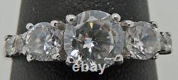 Vintage STERLING SILVER 0.925 CUBIC ZIRCONIA WEDDING ENGAGEMENT RING SIZE 6.75