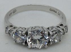 Vintage STERLING SILVER 0.925 CUBIC ZIRCONIA WEDDING ENGAGEMENT RING SIZE 6.75