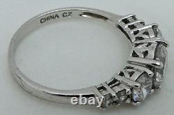 Vintage STERLING SILVER 0.925 CUBIC ZIRCONIA WEDDING ENGAGEMENT RING SIZE 6.75