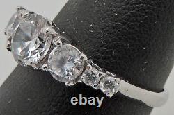 Vintage STERLING SILVER 0.925 CUBIC ZIRCONIA WEDDING ENGAGEMENT RING SIZE 6.75