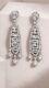 Vintage Simulated Diamond Dangle Earrings 925 Sterling Silver Authentic Jewelry