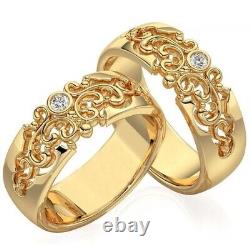 Vintage Style Gold Plated Ring Women Wedding Set 925 Sterling Silver Jewelry
