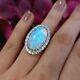 Vintage Style Opal Wedding Ring For Women 925 Silver Gold Plated Party Jewelry