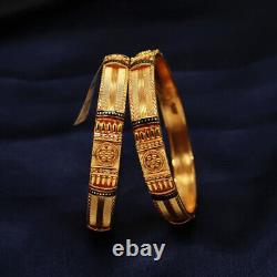 Vintage Style Wedding Traditional Jewelry Women's Yellow Gold Plated Bangle Pair