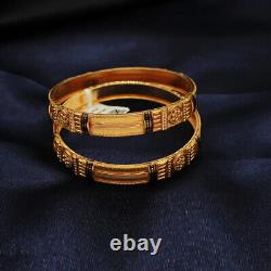 Vintage Style Wedding Traditional Jewelry Women's Yellow Gold Plated Bangle Pair