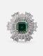 Vintage Syn Zambian Emerald Brooch 925 Ss Luxury Ambani Merchant Wedding Jewelry