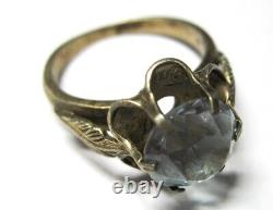 Vintage USSR Ring Sterling Silver 875 Stone Light Blue Corundum Jewelry Women's