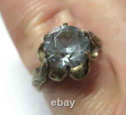 Vintage USSR Ring Sterling Silver 875 Stone Light Blue Corundum Jewelry Women's