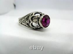 Vintage USSR Sterling Silver 875 Women's Jewelry Ring Corundum Stone Size 6.25