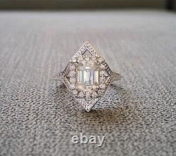 Vintage Weddind Party Wear Ring 925 Sterling Silver 4.24CT Emerald Cut CZ Stone
