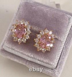 Vintage Wedding Jewellery Gold Earrings Pink White Sapphires Jewelry Ear Rings