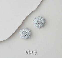 Vintage White CZ Crystal Stud Bridal Wedding Earrings IN 935 Argentium Silver