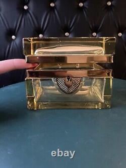 Vintage Yellow Crystal Jewelry Box