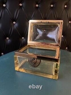 Vintage Yellow Crystal Jewelry Box