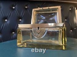 Vintage Yellow Crystal Jewelry Box