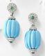 Women Earrings Blue Turquoise Dangle Jewelry 925 Silver White Cz Green Emerald