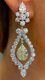Yellow Sapphire Dangle Pear Drop Earring Flower Stud Cz 925 Silver Party Jewelry